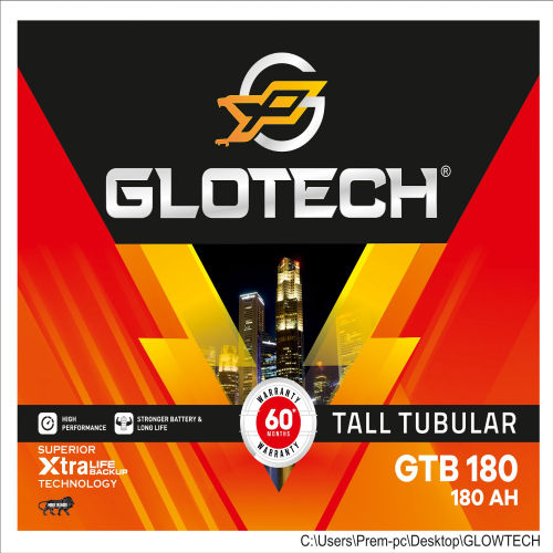 GLOTECH GTB180 180Ah Tall Tubular Battery with 60*Month Warranty Tubular Inverter Battery (180Ah)