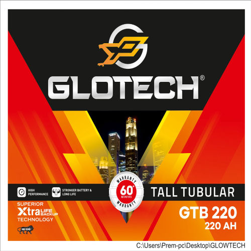 GLOTECH GTB220 220Ah Tall Tubular Battery with 60*Month Warranty Tubular Inverter Battery (220Ah)